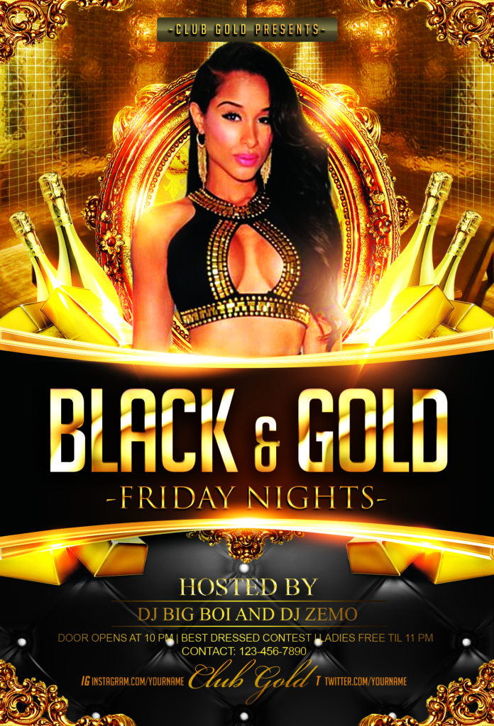  Black  and Gold Party Flyer  Template JAF Creative Studios